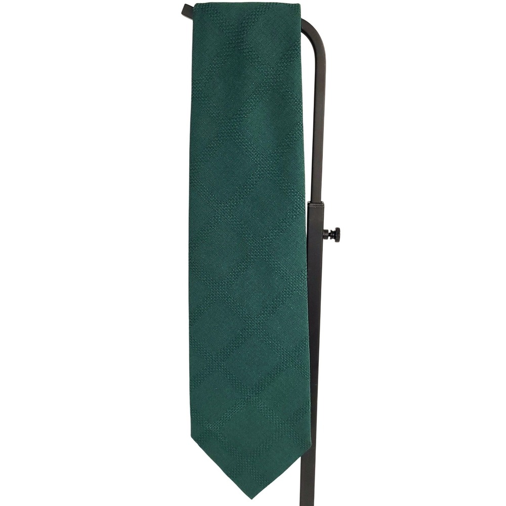 Hart Necktie Mens Green Textured Diamond Pattern Vintage